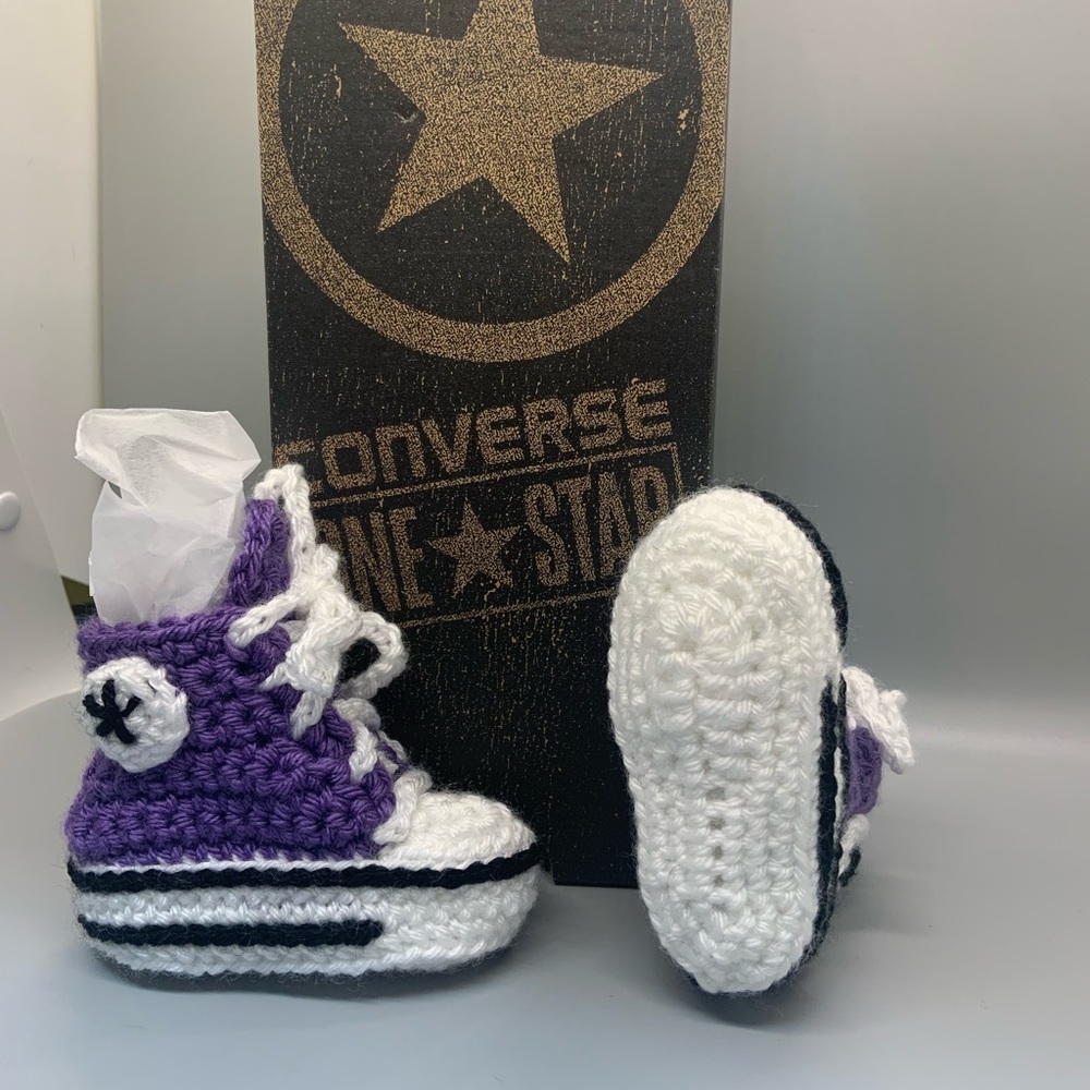 Converse “looking” baby booties 3-6 mth.